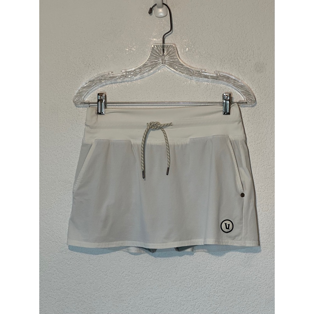 Vuori White Micro Grid Athletic Skort with Built In Shorts Pockets 27x13 Size S